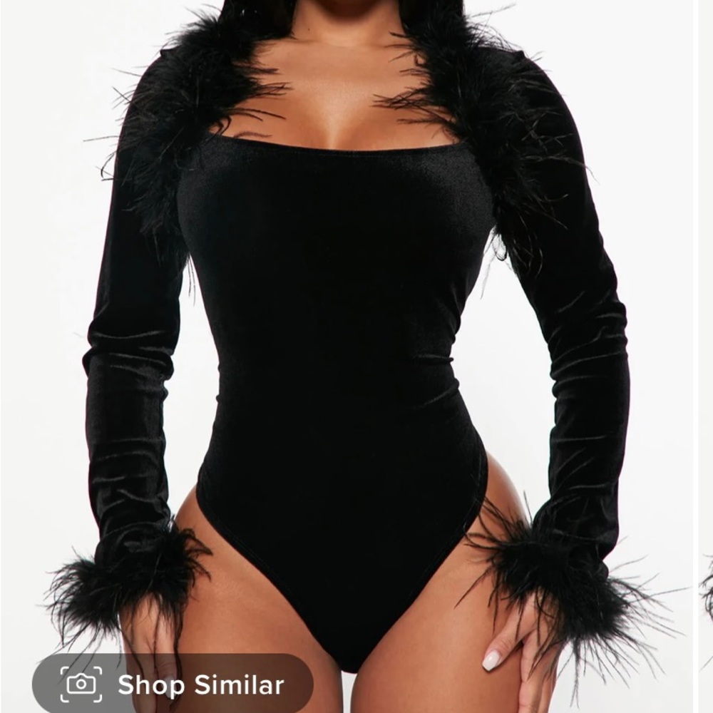 Velvet and Feather Bodysuit